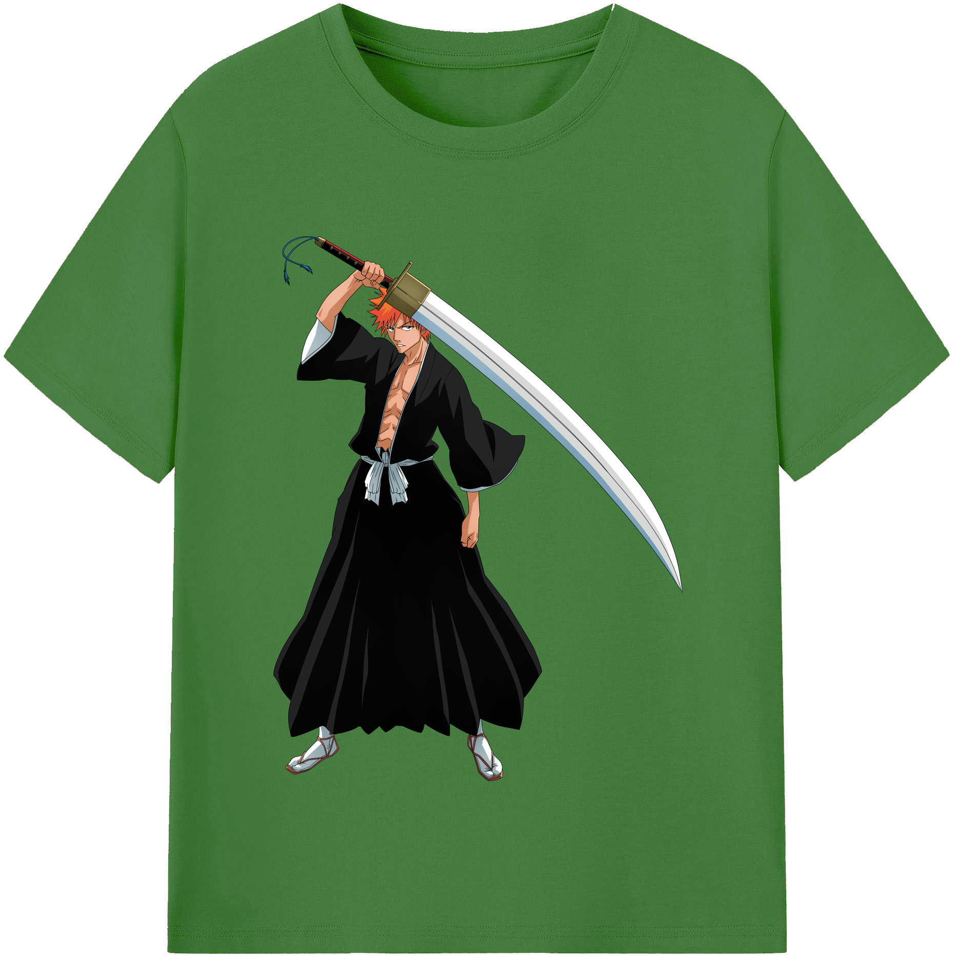 （画像用） ブリーチ 黒崎一護（くろさき いちご）BLEACH Kurosaki Ichigo レディースカジュアルプリントTシャツ（綿100％）